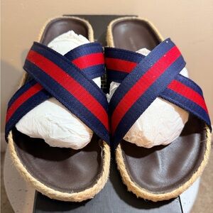 Saks Fifth Avenue Navy and Red Sandals